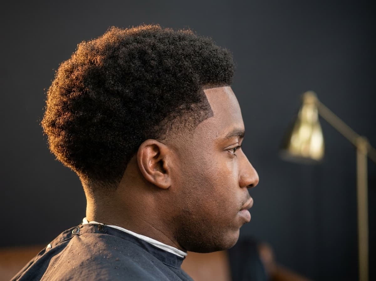 Afro coily hair cut at Fresh Cutz Barbers