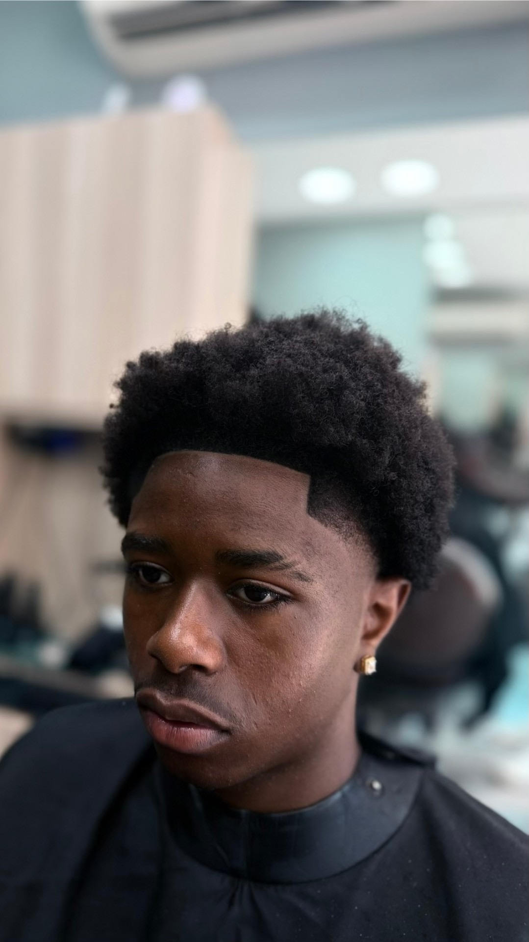 Finished afro shape-up with sharp lineup at Fresh Cutz Barbers, Wealdstone Harrow